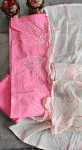 Pure Cotton Embroidered Unstitched Suit with Mul Cotton Dupatta